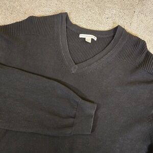 Cutter & Buck Sweater Mens 2XL Black V-Neck Supima Cotton Long Sleeve